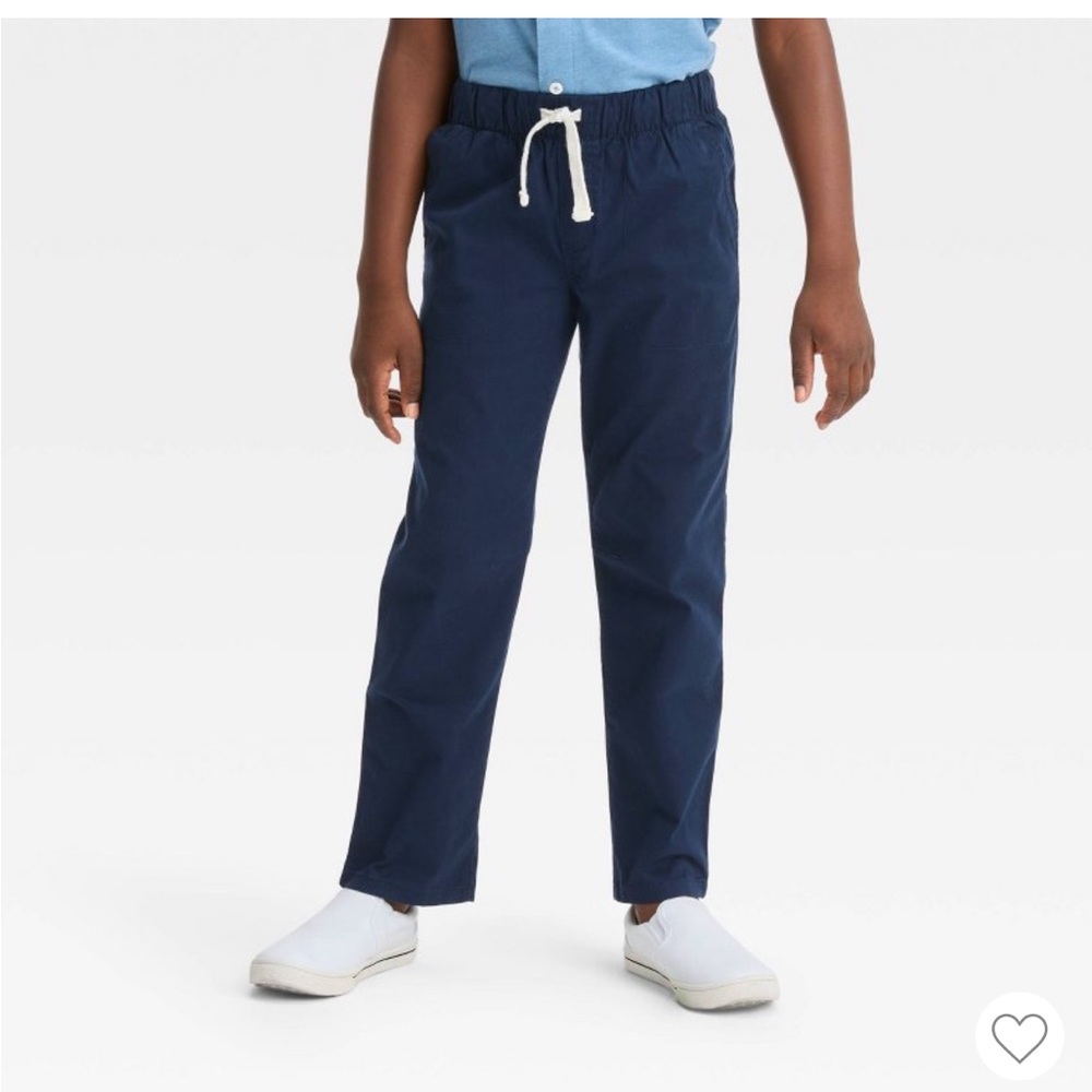 NWT Cat&Jack Reinforced knee drawstring navy blue pant size 12